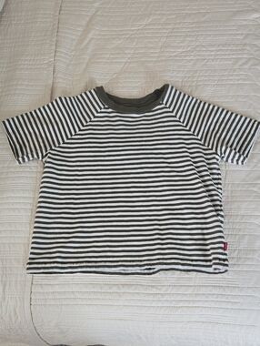 Levi's Green & White Striped Short-Sleeve Tee Crop Womens